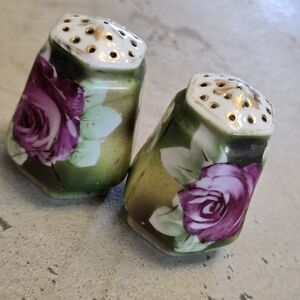 Vintage Floral Ceramic Salt and Pepper Shakers
